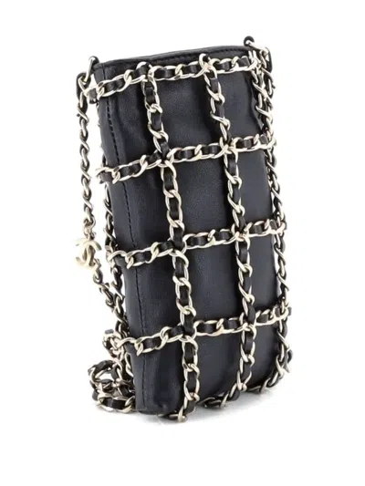 Pre-owned Chanel Tech Me Out With Chain Lambskin Clutch Bag In Black