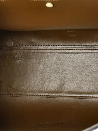 Pre-owned Fendi Runaway Shopper Perforated Leather Medium Tote Bag In Neutral