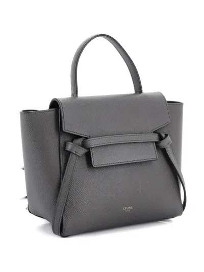 Pre-owned Celine Belt Bag Textured Leather Nano Shoulder Bag In Gray