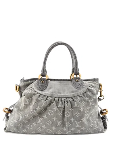 Pre-owned Louis Vuitton Neo Cabby Handbag Denim Mm Tote Bag In Gray