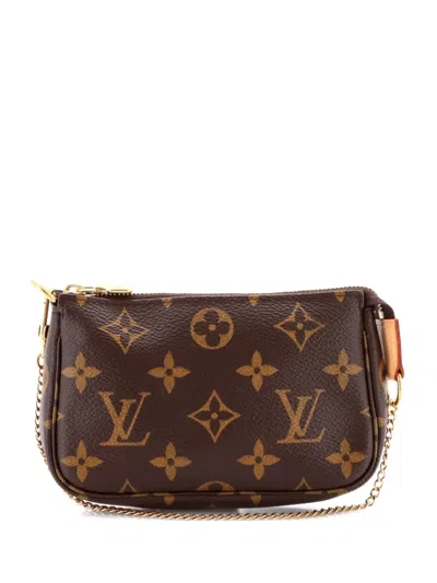 Pre-owned Louis Vuitton Pochette Accessoires Monogram Canvas Mini Clutch Bag In Brown