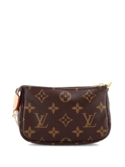 Pre-owned Louis Vuitton Pochette Accessoires Monogram Canvas Mini Clutch Bag In Brown
