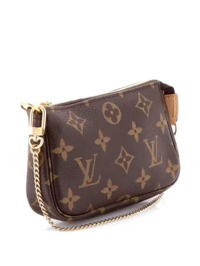Pre-owned Louis Vuitton Pochette Accessoires Monogram Canvas Mini Clutch Bag In Brown