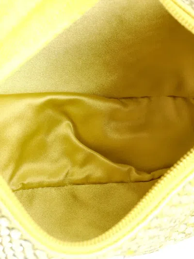 Pre-owned Prada Re-edition 2000 Crystal Embellished Satin Mini Hobo Bag In Yellow