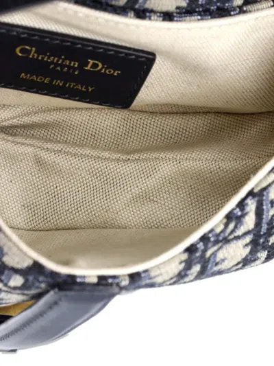 Pre-owned Dior Saddle Handbag With Strap Oblique Canvas Mini Shoulder Bag In Blue