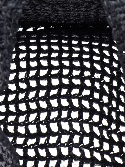 Pre-owned Prada Triangle Logo Open Raffia Tote Bag In Black