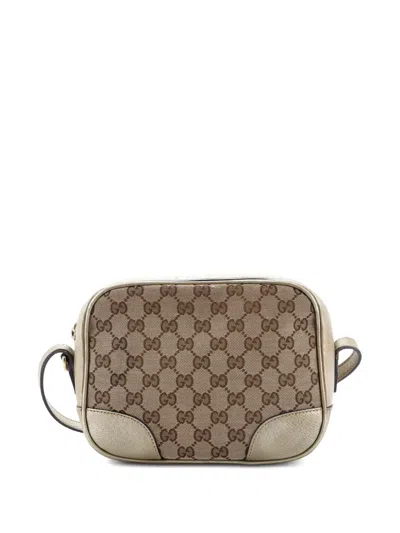 Pre-owned Gucci Bree Disco Gg Canvas With Leather Mini Crossbody Bag In Gold