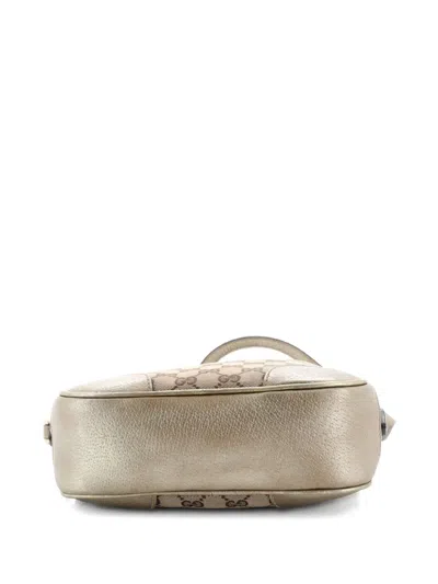 Pre-owned Gucci Bree Disco Gg Canvas With Leather Mini Crossbody Bag In Gold