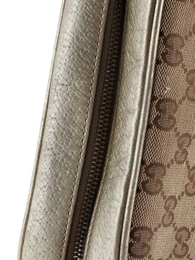 Pre-owned Gucci Bree Disco Gg Canvas With Leather Mini Crossbody Bag In Gold