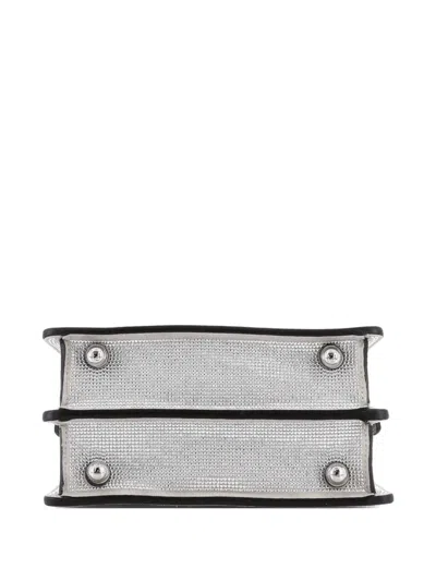 Pre-owned Fendi Peekaboo Iseeu Bag Zucca Crystal Embellished Suede Petite Satchel In Silver