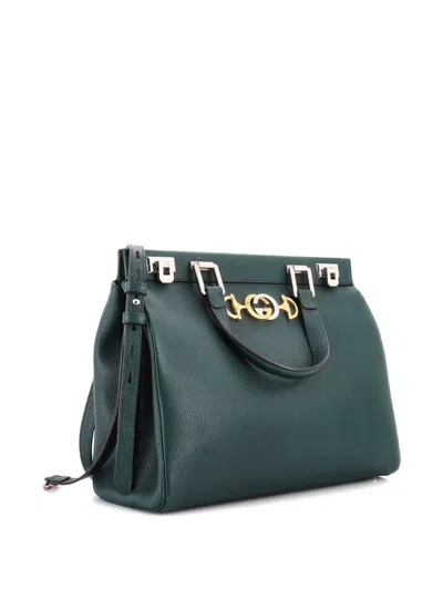 Pre-owned Gucci Zumi Top Handle Bag Leather Medium Satchel In Green
