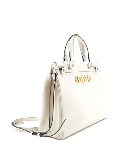 Pre-owned Gucci Zumi Top Handle Bag Leather Medium Satchel In Neutral
