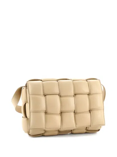 Pre-owned Bottega Veneta Cassette Padded Maxi Intrecciato Leather Crossbody Bag In Neutral