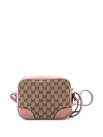 Pre-owned Gucci Bree Disco Gg Canvas With Leather Mini Crossbody Bag In Brown