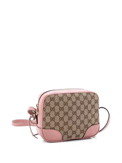 Pre-owned Gucci Bree Disco Gg Canvas With Leather Mini Crossbody Bag In Brown