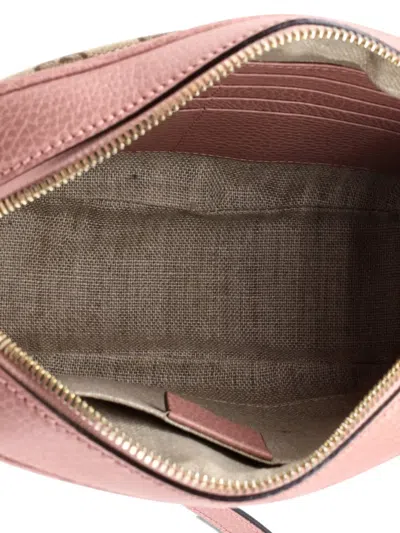 Pre-owned Gucci Bree Disco Gg Canvas With Leather Mini Crossbody Bag In Brown