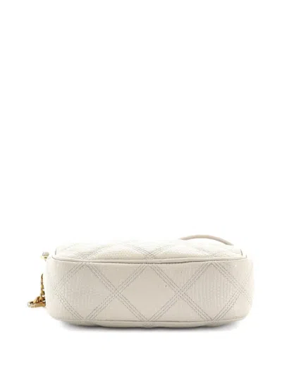 Pre-owned Saint Laurent Becky Camera Bag Quilted Lizard Embossed Crossbody Bag In Neutral