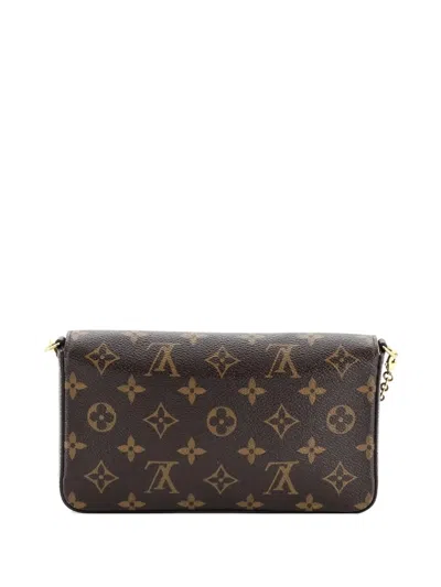Pre-owned Louis Vuitton Felicie Pochette Limited Edition Vivienne Xmas Monogram Canvas Crossbody Bag In Brown
