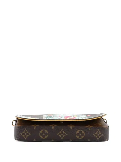 Pre-owned Louis Vuitton Felicie Pochette Limited Edition Vivienne Xmas Monogram Canvas Crossbody Bag In Brown