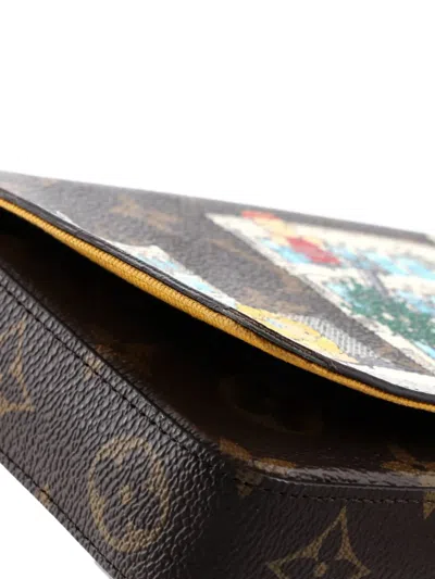 Pre-owned Louis Vuitton Felicie Pochette Limited Edition Vivienne Xmas Monogram Canvas Crossbody Bag In Brown