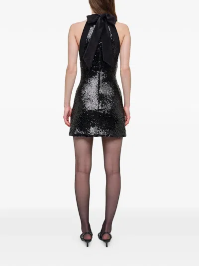 Simkhai Isla Velvet-trimmed Sequined Jersey Halterneck Mini Dress In Black