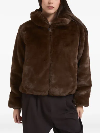 Save The Duck Faux-fur Jacket In Brown