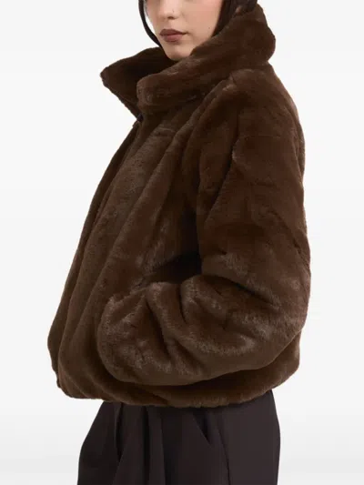 Save The Duck Faux-fur Jacket In Brown