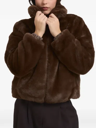 Save The Duck Faux-fur Jacket In Brown