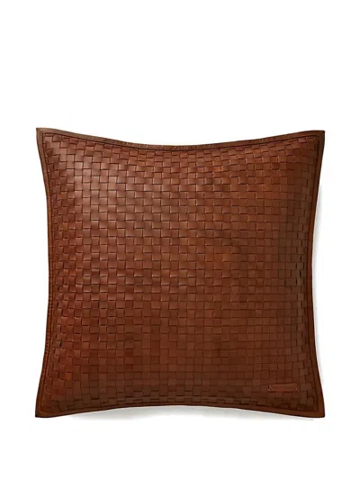 Ralph Lauren Atwood Woven-leather Throw Pillow (55.9cm X 55.9cm) In Brown