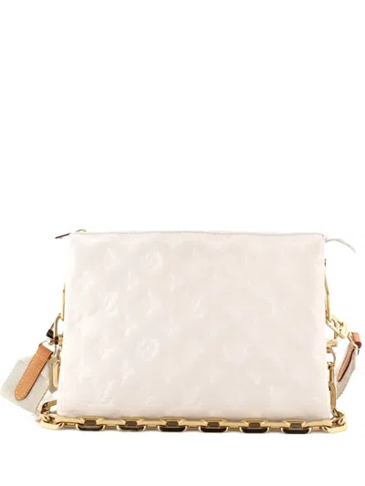 Pre-owned Louis Vuitton Coussin Bag Monogram Embossed Lambskin Pm Crossbody Bag In White