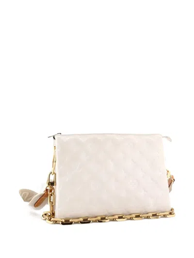 Pre-owned Louis Vuitton Coussin Bag Monogram Embossed Lambskin Pm Crossbody Bag In White