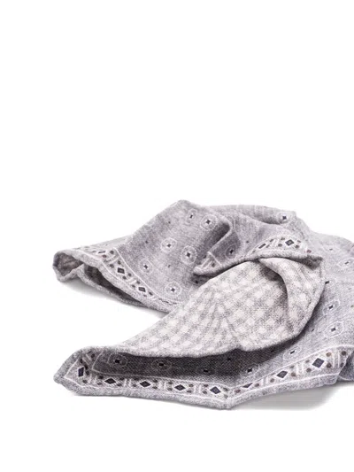 Brunello Cucinelli Patterned Silk Scarf In Gray