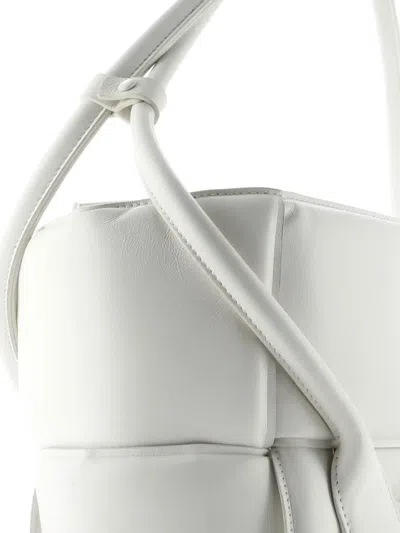 Pre-owned Bottega Veneta Arco Bag Padded Maxi Intrecciato Leather Large Tote Bag In White