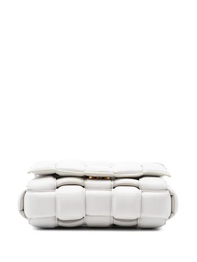 Pre-owned Bottega Veneta 2012-2025 Nappa Intrecciato Padded Cassette Crossbody Bag In White