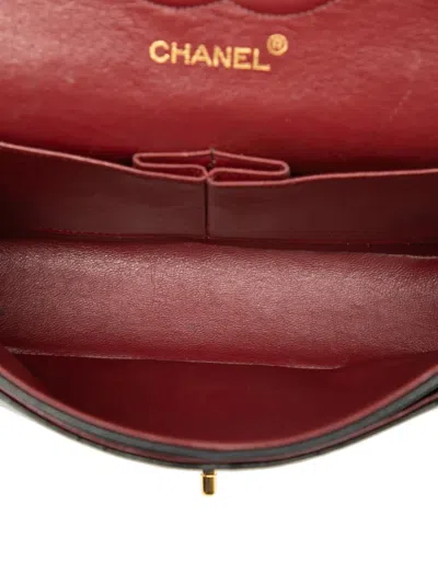 Pre-owned Chanel 1986-1988 Medium Classic Lambskin Double Flap Shoulder Bag In Black