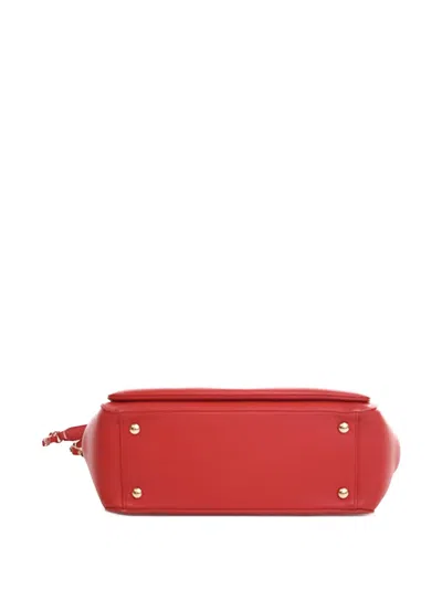 Pre-owned Chanel 2019 Small Lambskin Cc Mania Shopping Tote Satchel In Red