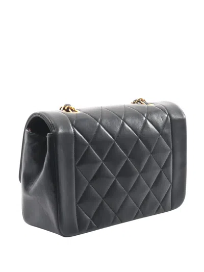 Pre-owned Chanel 2002-2003 Small Lambskin Diana Flap Shoulder Bag In Black