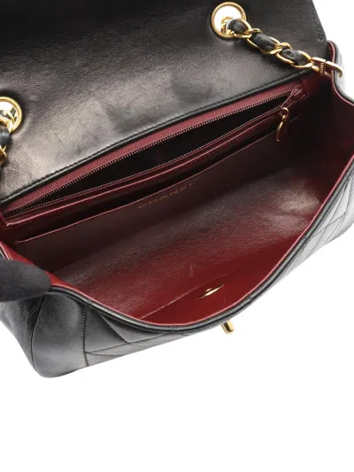 Pre-owned Chanel 2002-2003 Small Lambskin Diana Flap Shoulder Bag In Black