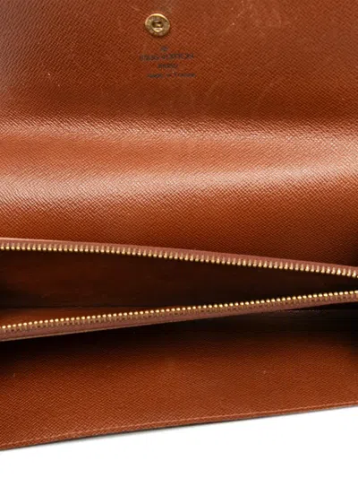 Pre-owned Louis Vuitton 1992 Monogram Porte Monnaie Credit Wallet Long Wallets In Brown