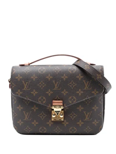 Pre-owned Louis Vuitton 2020 Monogram Pochette Metis Satchel In Brown