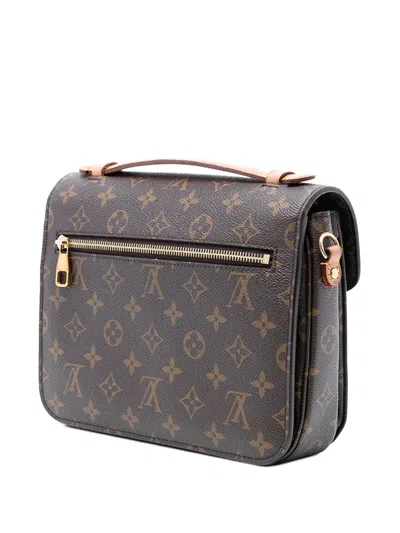 Pre-owned Louis Vuitton 2020 Monogram Pochette Metis Satchel In Brown
