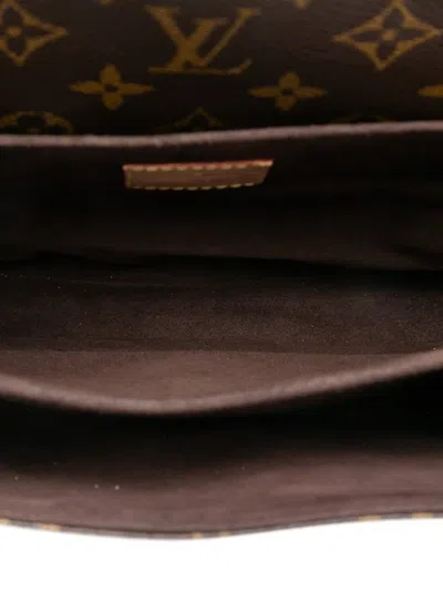 Pre-owned Louis Vuitton 2020 Monogram Pochette Metis Satchel In Brown