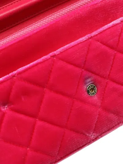 Pre-owned Chanel 2015-2016 Cc Quilted Velvet Wallet On Chain Crossbody Bag In Pink