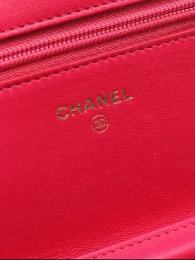 Pre-owned Chanel 2015-2016 Cc Quilted Velvet Wallet On Chain Crossbody Bag In Pink