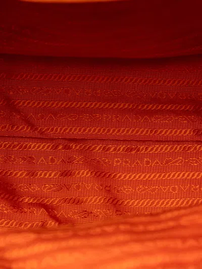 Pre-owned Prada 2013-2025 Saffiano Trimmed Tessuto Satchel In Orange