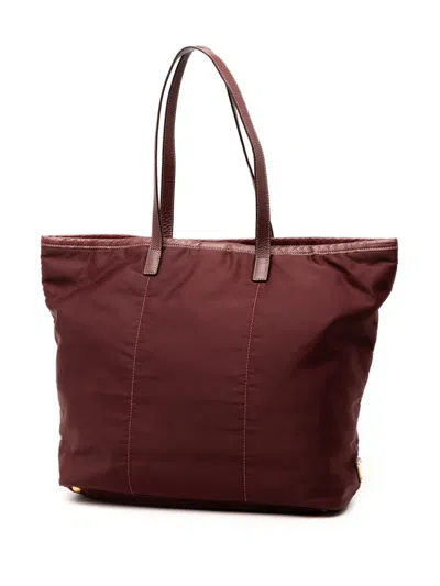 Pre-owned Prada 2000-2025 Tessuto Canapa Logo Tote Bag In Red