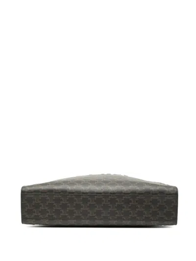 Pre-owned Celine 2021 Medium Triomphe Coated Canvas Cabas Horizontal Tote Bag In Brown