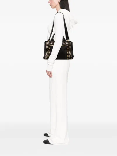 Pre-owned Prada 2013-2025 Canvas Canapa Bijoux Satchel In Black