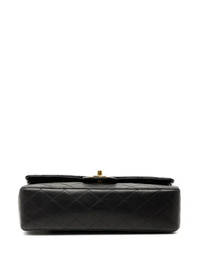 Pre-owned Chanel 1991-1994 Medium Classic Lambskin Double Flap Shoulder Bag In Black
