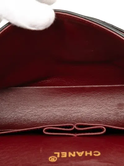 Pre-owned Chanel 1991-1994 Medium Classic Lambskin Double Flap Shoulder Bag In Black